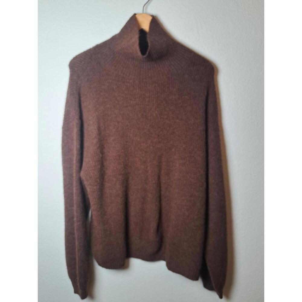 L'Academie Brown V Neck  Women's Sweater XL Very Soft Loose Fit